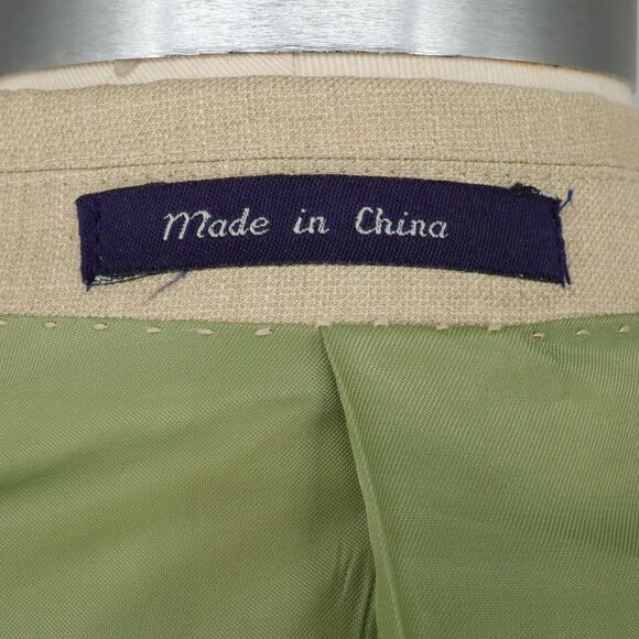 Alan Flusser Sport Coat Mens 46L Beige Jacket Lined Single Vent Two Button - Picture 12 of 16